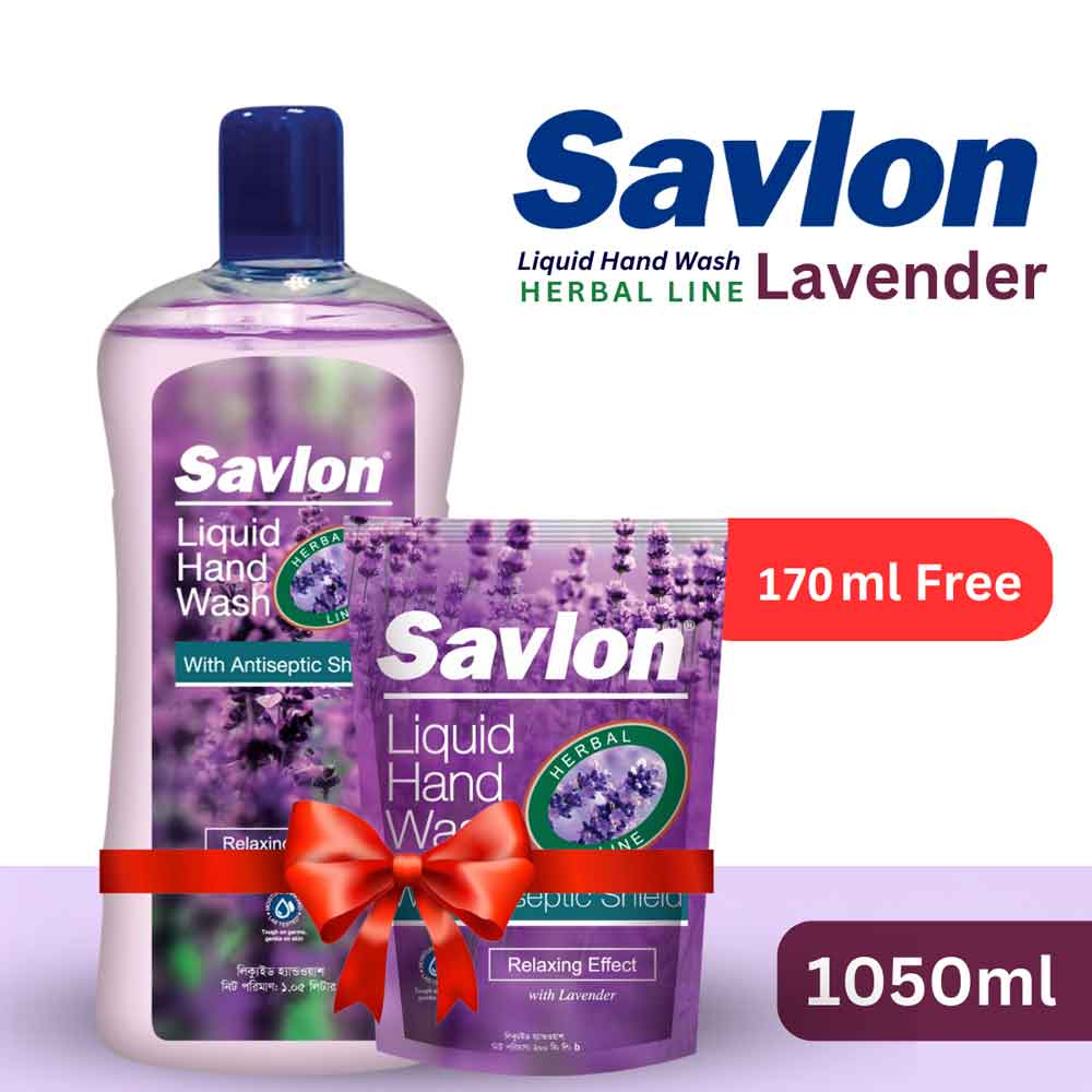 Savlon Hand Wash Lavender 1050ml with free Hand Wash Lavender Refile Pack 170ml