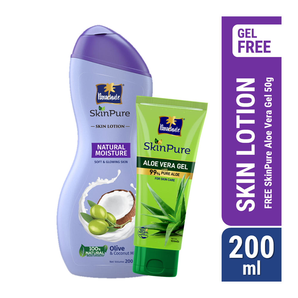 Parachute SkinPure Skin Lotion Natural Moisture 200ml (Free SkinPure Aloe Vera Gel 50g)