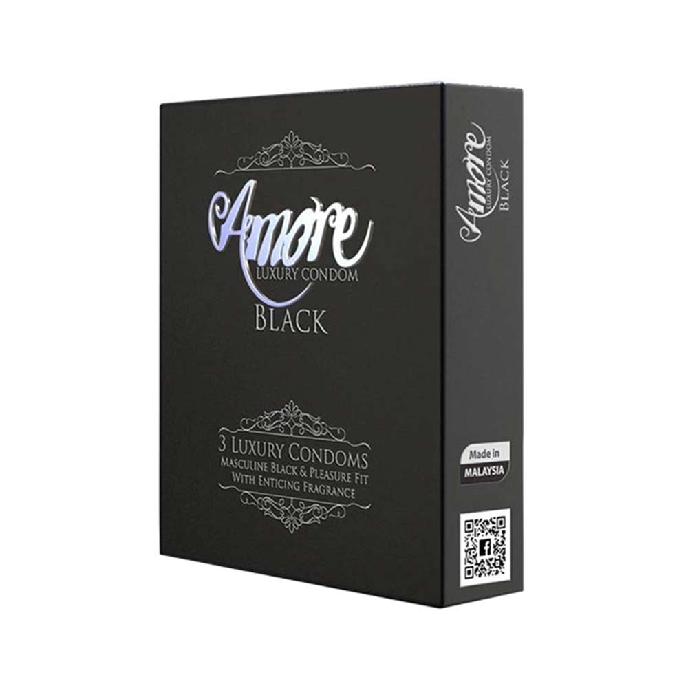 Amore Black Condom 3pcs